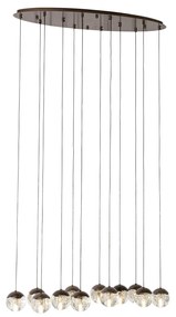 Lampadario di design bronzo scuro con vetro trasparente 12 luci - Inge