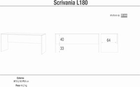 DIXIE - scrivania moderna 180 cm