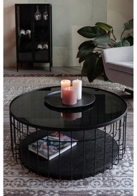 Tavolino da salotto rotondo nero con piano in vetro 80x80 cm Lance – White Label