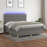 Letto a Molle Materasso e LED Grigio Scuro 180x200cm in Tessuto 3135694