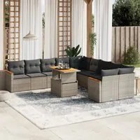 Set Divani da Giardino 11 pz con Cuscini in Polyrattan Grigio 3273265