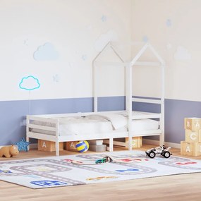 Tetto letto bambini bianco 108x70x176,5 cm legno massello pino