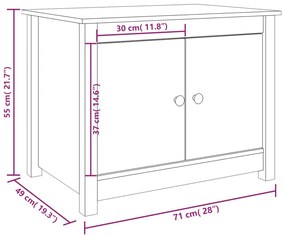 Tavolino da Salotto Nero 71x49x55 cm in Legno Massello di Pino