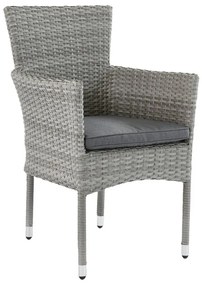 Poltrona da giardino con cuscino antracite e braccioli Davos NATERIAL, struttura in alluminio grigio seduta in rattan sintetico grigio, L 57 x H 88 x P 59.5 cm