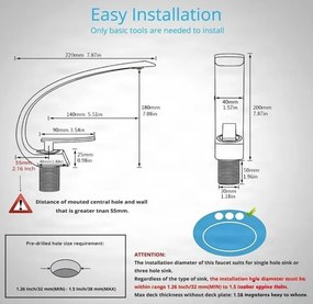 GB1424-zs: Rubinetto per lavabo EYN GB1424 con LED in più finiture, tra cui oro e nero opaco — Anticato rustico
