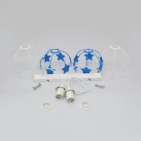 Lampadario a sospensione per bambini STARS 2xE27/15W/230V blu/bianco