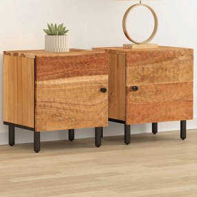 Comodini 2pz 40x33x46 Cm İn Legno Massello Di Acacia /