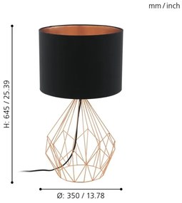 Eglo 95185 - Lampada da tavolo PEDREGAL 1xE27/60W/230V