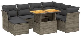 Set divano da giardino 8 pz con cuscini grigio in polyrattan