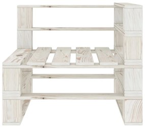 Divano Angolare da Giardino su Pallet in Legno Bianco