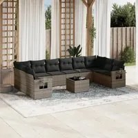 Set Divani da Giardino 11 pz con Cuscini in Polyrattan Grigio 3220679