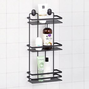 Mensola doccia porta oggetti nero 3 ripiani con supporti inclusi