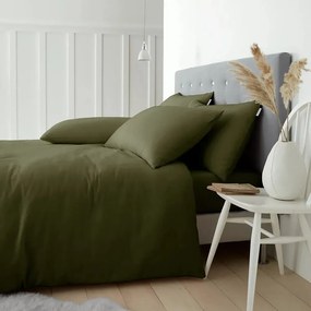 Set copripiumino e federa color kaki in flanella per letto matrimoniale 200x200 cm Brushed – Catherine Lansfield