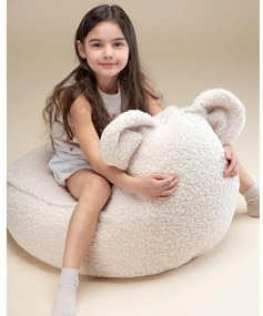 Pouf a sacco per bambini color crema con rivestimento in bouclé Bear – Wigiwama