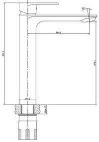 Cersanit S951-329 - Rubinetto del lavandino CREA 27,4 cm cromo lucido