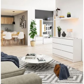 Cassettiera Credenza 120x40x77 Cm 6 Cassetti Artika Bianco Opaco