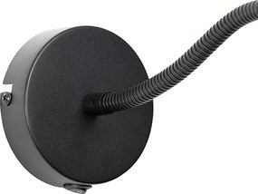 Applique nera con paralume nero, interruttore e braccio flessibile - Merwe