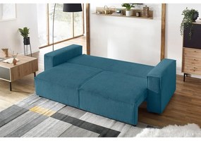 Divano letto in velluto a coste turchese 245 cm Nihad - Bobochic Paris