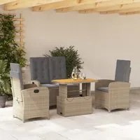 Set da Pranzo da Giardino 4 pz con Cuscini Beige in Polyrattancod mxl 113690