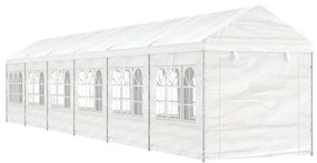 Gazebo con Tetto Bianco 13,38x2,28x2,69 m in Polietilene