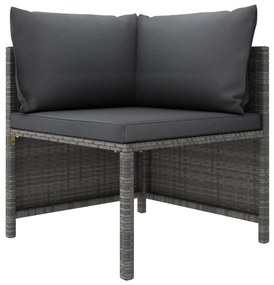 Set divani da giardino 12 pz con cuscini in polyrattan grigio