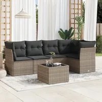 Set Divano da Giardino 6 pz con Cuscini Grigio in Polyrattan 3249449