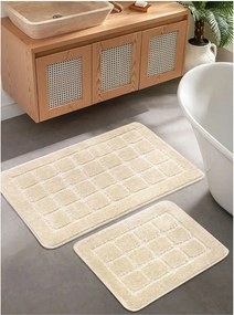 Set di tappetini per il bagno color crema 2 pz 50x80 cm Kareli – Foutastic