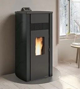 Palazzetti Lia 8 Stufa A Pellet Ecofire ad Aria con rivestimento in metallo verniciato nero