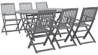 Set da Pranzo per Giardino 7 pz Legno Massello di Acacia Grigio 278923