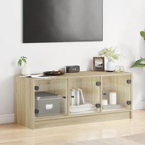 Mobile porta tv con ante in vetro rovere sonoma 102x37x42 cm