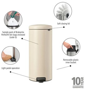Bidone beige in acciaio 30 l NewIcon - Brabantia