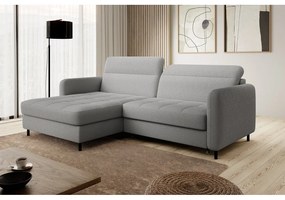 Divano angolare grigio allungabile/con contenitore (con penisola a sinistra/con chaise lounge) e rivestimento in bouclé Gomsi – ELTAP