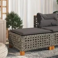 Sgabello Giardino con Cuscino Grigio 63,5x56x32cm in Polyrattan 365933