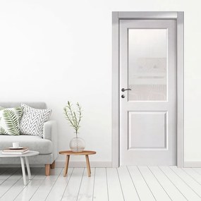 Porta interna a battente Austin Vetrata in MDF colore bianco, L 80 x H 210 cm, apertura a destra