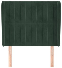 Testiera ad orecchio verde scuro 93x23x118/128 cm in velluto