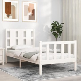 Letto Senza Materasso Bianco 90x190 Cm İn Legno Massello Pino /