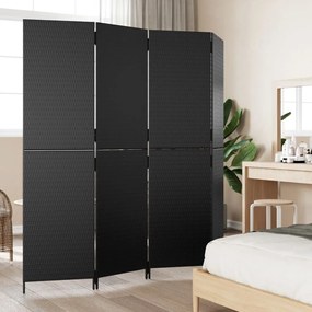 Divisorio per ambienti a 4 pannelli nero in polyrattan