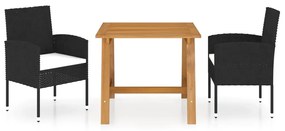 Set Mobili Da Pranzo Per Giardino 3 Pz Nero /