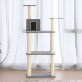 Albero per gatti con tiragraffi in sisal grigio chiaro 119 cm
