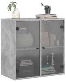 Mobile a muro con ante in vetro grigio cemento 68x37x68,5 cm