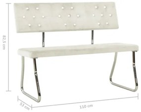Panca 110 cm in Velluto Bianco Crema