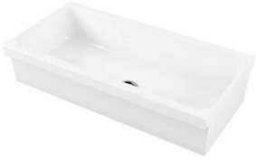 Lavabo a canale 120x45 cm in ceramica bianco lucido