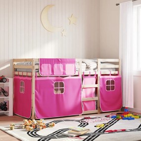 Letto A Castello Senza Materasso Rosa 90x190 Cm Legno Di Pino /