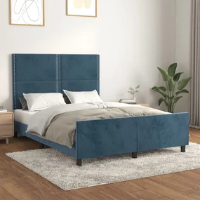 Giroletto con testiera blu scuro 140x190 cm in velluto