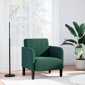 Divano Sedia Con Braccioli Verde Scuro 54 Cm İn Velluto /