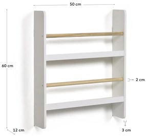 Kave Home - Libreria Gopi in legno massello di pino e finitura naturale bianca 50x60 cm
