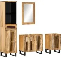 Set Mobili da Bagno 4 pz in Legno Massello di Mango Grezzo 3217090