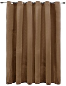 Tenda Oscurante con Anelli in Metallo Velluto Beige 290x245 cm