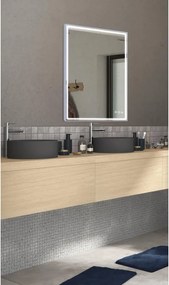 Specchio con illuminazione integrata bagno rettangolare SENSEA L 90 x H 90 x P 3.2 cm grigio / argento