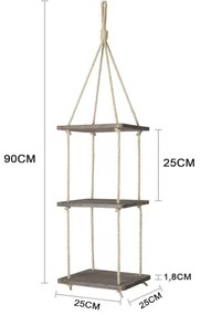 Mensola a sospensione 90x25 cm abete